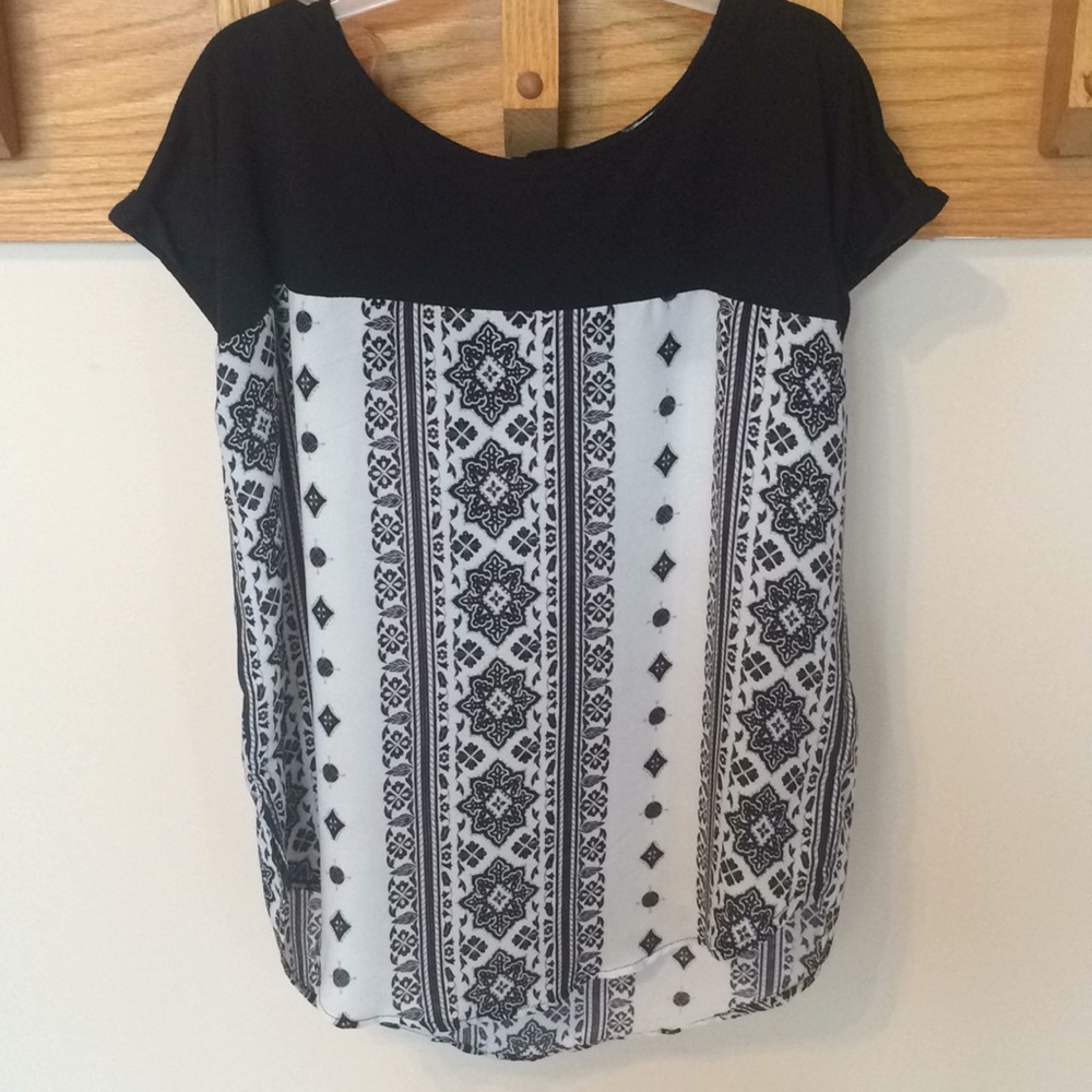 Black Print Top